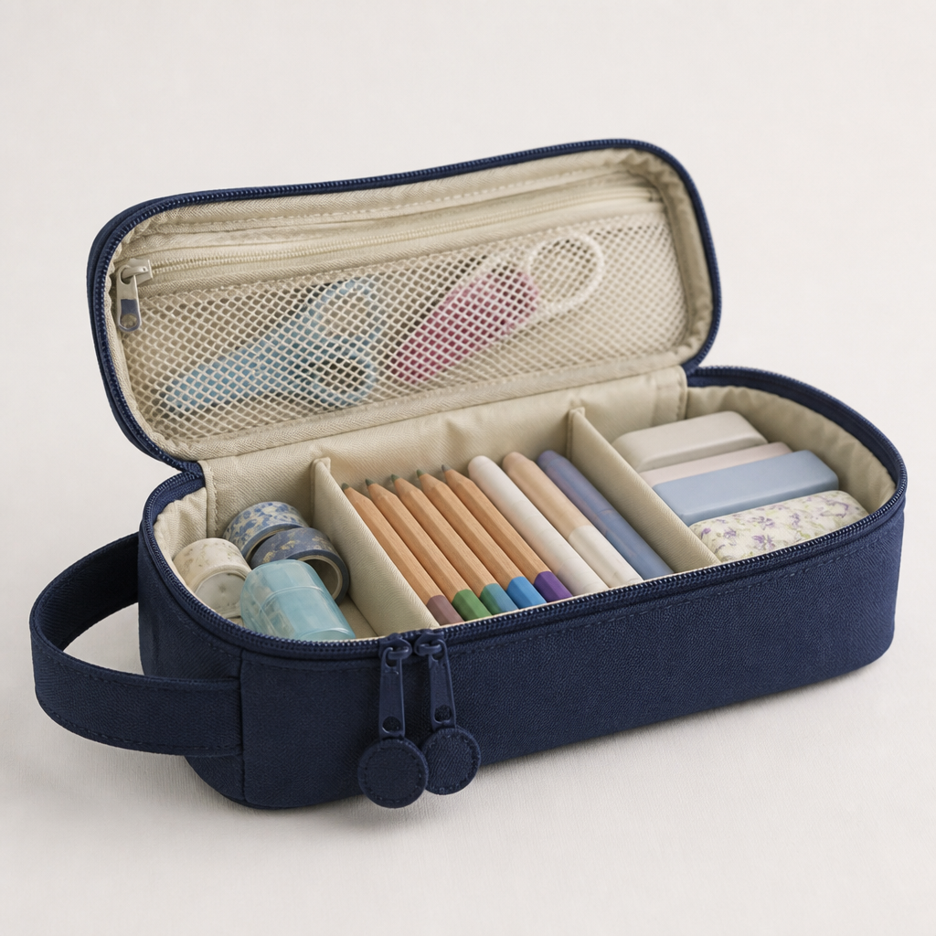 Estuche tipo caja azul marino